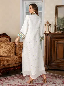 Robe longue brodée pour femme, jupe élégante brodée de cordon, robe midi/maxi brodée de perles, vente en gros usine - Product Image 3