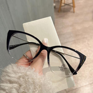 Monture de lunettes Qianai œil de chat pour femme, en TR90, anti-lumière bleue, verres extra larges, style rétro et tendance - Product Image 4