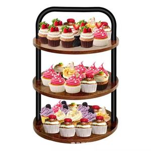 Wooden Three Tier <b>Shelf</b> Iron And Wood Combination Standing <b>Rack</b> For Food Storage Holders 3 Floors Rectangle Durable - Product Image 3