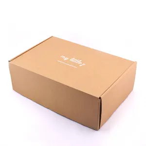 Personalizzato carta kraft stampa logo bianco di trasporto libero ondulato mailer scatola di imballaggio