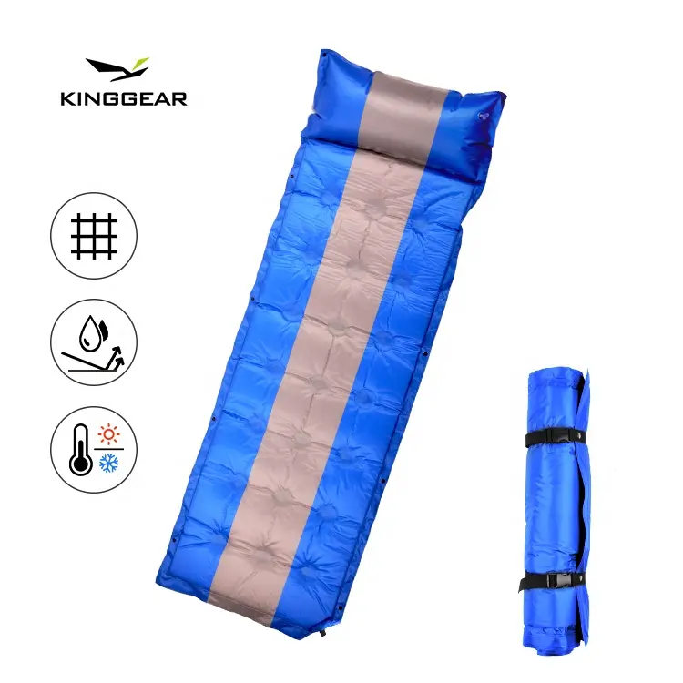 Almohadilla de aire para dormir con almohada, colchoneta de camping de espuma para exteriores, ligera, autohinchable