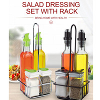 Ensemble de récipients à condiments en verre pour la cuisine avec conservation de la fraîcheur Bouteille d'huile et de vinaigre et ensemble de pots de sel et de poivre sans danger pour les aliments