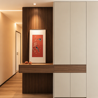 Meuble à chaussures modulaire intégré moderne et personnalisé pour entrée, rangement de luxe pour hall d'entrée, placard mural de qualité ENF avec niche LED en bois