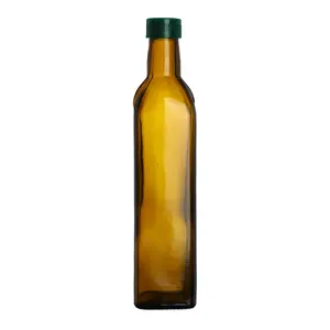 250Ml 500Ml Antiek Groen Amber Glas Ronde Vierkante Donkere Olijfolie Glazen Flessen Olijfolie Verpakkingsfles