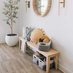 Panier de rangement rectangulaire pliable écologique en corde de coton tressée avec poignées en cuir, grand organisateur pour vêtements et jouets - Product Image 4