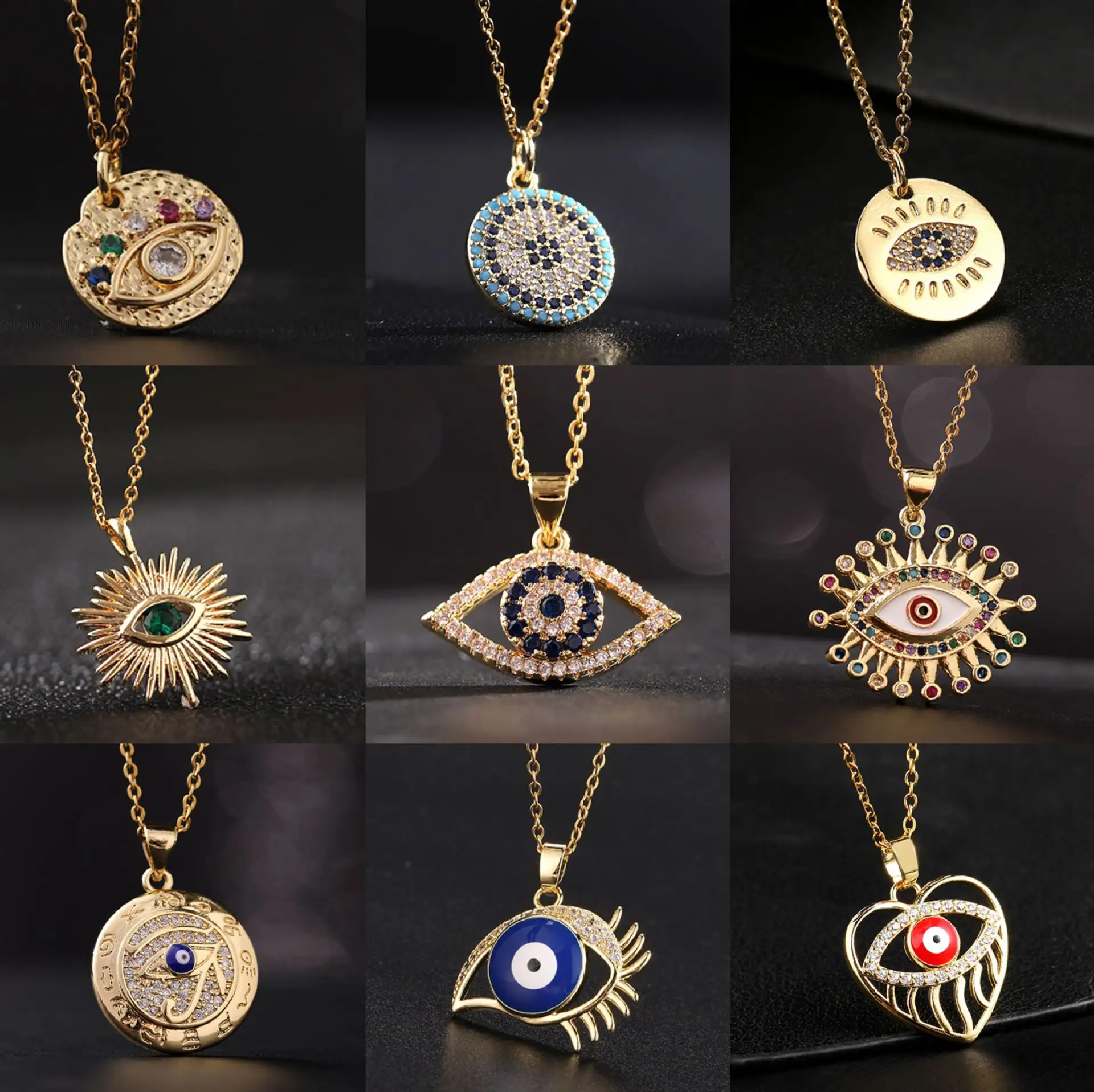 Mix Items Offer Necklace Eye Jewelry 18k gold jewelry real with diamond genuine diamond jewelry Wholesale NS8064220