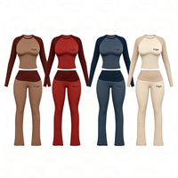 Ensemble deux pièces Y2K pour femme avec logo personnalisé, idéal pour les grandes tailles, comprenant un t-shirt raglan à manches longues et un pantalon plissé, collection automne-hiver