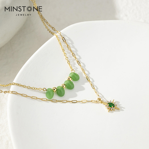 Collana in oro da donna collana impermeabile placcata in pietra naturale di alta qualità con ciondolo in pietra naturale di alta qualità - Product Image 3