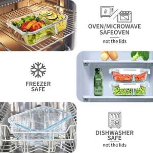 Glass Food <b>Storage</b> Container Microwavable Back to School Transparent Modern Kitchen Container - Product Image 3