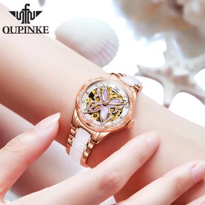 นาฬิกาข้อมือผู้หญิง OUPINKE 3239 รุ่นดั้งเดิม ดีไซน์โปร่งลายผีเสื้อ ประดับเพชรที่ขอบตัวเรือน นาฬิกาอัตโนมัติสำหรับผู้หญิง นาฬิกาข้อมือจักรกลสุดหรู - Product Image 4