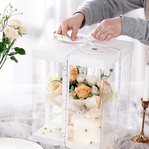 Haute qualité 3 en 1 boîte à gâteau de mariage conçoit une boîte-cadeau de gâteau claire prête à expédier 4-12 pouces en plastique clair emballage boîte à gâteau