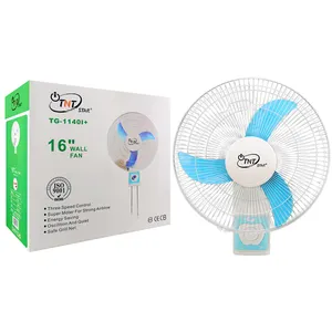 Ventilador de parede tntstar, TG-1140I + ventilador solar de parede, oscilando de 16 polegadas, alta velocidade, ac dc 12v 220v, sala grande, controle remoto