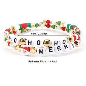 Merry Christmas <b>Beaded</b> <b>Bracelets</b> Acrylic Resin Imitation Pearl Cartoon Party Jewelry Unisex - Product Image 3