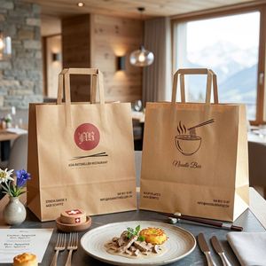 Custom <b>Made</b> Eco-Friendly Disposable Recyclable Kraft <b>Paper</b> Takeout Bag Your Own Logo for Restaurant Noodle Food - Product Image 6