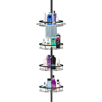 Étagère de douche à deux niveaux en acier inoxydable Design moderne Support de rangement pour salle de bain suspendu au-dessus de la porte avec crochets