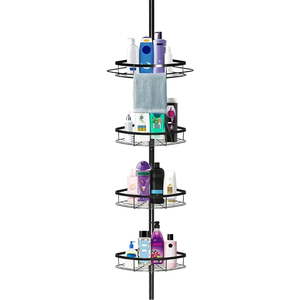 Mensola doccia in acciaio inossidabile a doppio livello Design moderno con supporto ad angolo per il bagno appesa sopra la <span class=keywords><strong>porta</strong></span> con ganci - Product Image 1