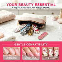 Lime à ongles double face texturée imprimée de 6 cm, outil portable coloré pour le soin des ongles artificiels et la manucure