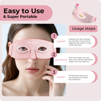 Masque oculaire LED à lumière rouge pour le traitement des cernes, OEM, logo personnalisé, rose, en silicone, appareil de beauté pour les yeux, soin de la peau, masque oculaire à lumière rouge