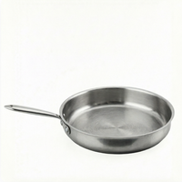 Wajan Penggorengan Stainless Steel 3 Lapis Sehat, Peralatan Masak Dasar Rata, Aman untuk Oven, Tersedia OEM dengan Gagang Tahan Panas