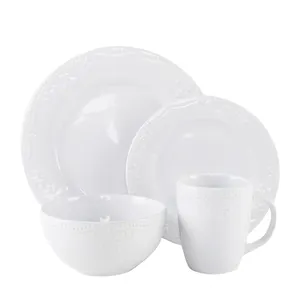 16 шт., безопасная французская английская керамическая посуда, белая свадебная керамическая посуда, английская керамическая посуда, наборы