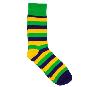 KT-T250095 Mardi Gras kaus kaki pria terbaru kaus kaki kru berlian ungu emas hijau Fleur De Lis - Product Image 2