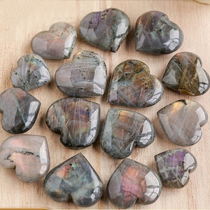 Wholesale Natural Gemstone Crafts Hand Carved Purple Light Labradorite Crystal Heart