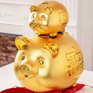 All'ingrosso golden pig moneta di risparmio in contanti grande piccolo salvadanaio d'oro per i soldi cinese nuovo anno in ceramica personalizzato grande maiale carino logo - Product Image 1