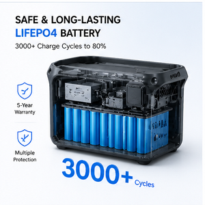 Station d'alimentation portable 1000Wh, générateur solaire 2600W, batterie LiFePO4, charge rapide, alimentation UPS pour le camping et <span class=keywords><strong>les</strong></span> situations d'urgence - Product Image 4