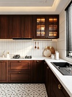 Set Kabinet Dapur Aluminium Kustomisasi Utama untuk Rumah Modern, Tahan Air, Anti Karat, Kedap Udara, Struktur Tahan Lama