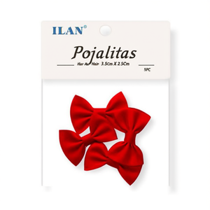 Papillon rossi Ilan 3,5 cm x 2,5 cm per accessori per capelli, confezione da 5 pezzi - Product Image 2