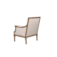 Fauteuil d'appoint rectangulaire en tissu lin avec cadre en bois de style français, confortable et rembourré, pour appartement, salon, hôtel