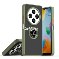 Lichicase translucide mat couverture arrière pour Redmi 14C 4G rotation 360 degrés anneau support étui de téléphone portable