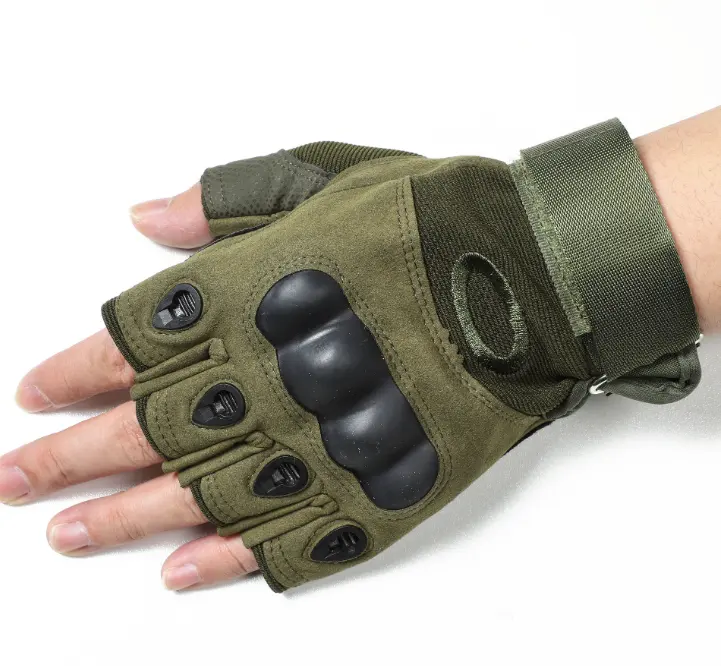 Half Finger Outdoor Riding Tactical Gloves Combat PU Leather Touch Screen Rubber Protective Gloves