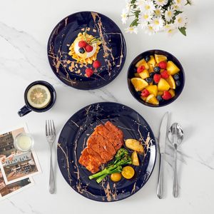 <span class=keywords><strong>Service</strong></span> de table pour 6 personnes, <span class=keywords><strong>vaisselle</strong></span> en <span class=keywords><strong>porcelaine</strong></span> moderne complète, 24 pièces (assiettes plates, bols à dessert) - Product Image 2