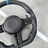   Volant M en cuir perforé avec bande centrale bleue, palettes de changement de vitesse M1 M2 ACC, forme D, compatible F10 F30 F35 F15 F18, amélioration
