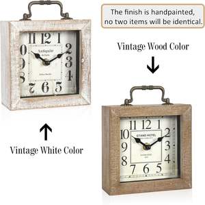 Retro Vintage <strong>White</strong> Decorative Wood Desk/Table <strong>Mantel</strong> <strong>Clock</strong> Farmhouse Decor Handmade Battery Operated Small <strong>Clock</strong> for Living - Product Image 3