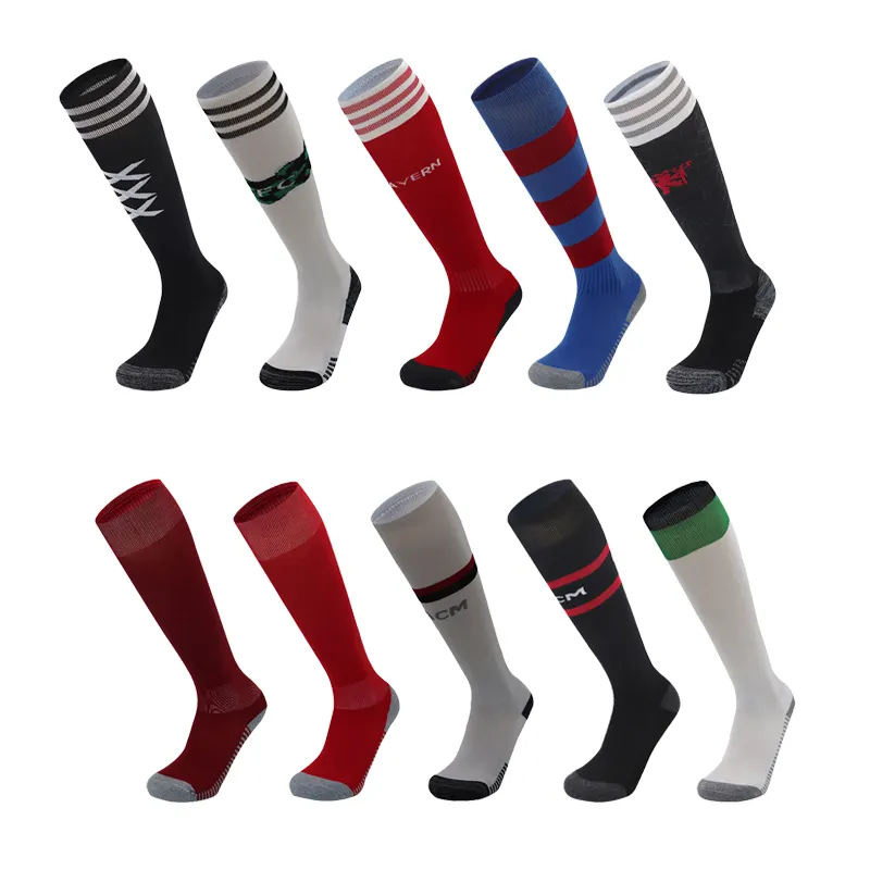 Lange Socken Über Knie hohe Fußballsocken Sport Fußball Fußball Verein Herren nahtlose Griffsocken individuell Erwachsene 5 Paar