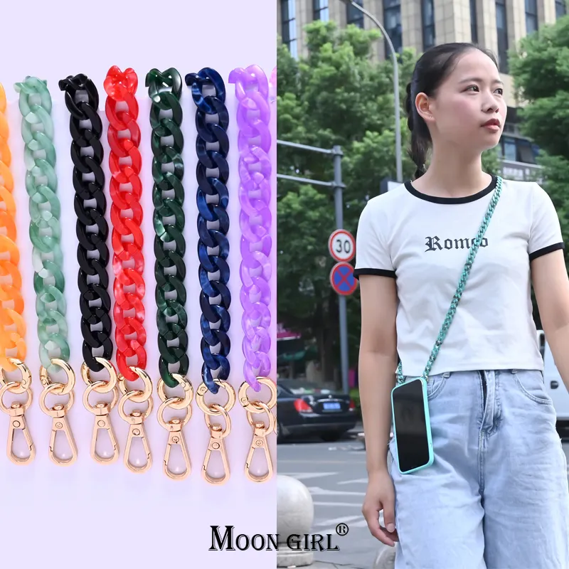 Groothandel Acryl Mobiele Mobiele Telefoon Hanger Hanger Tas Keten Lange Telefoon Strap Mobil Telefoon Lanyard Case Ketting Voor Vrouwen