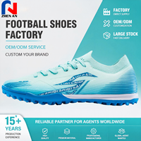 Vente en gros OEM Chaussures de football d'entraînement professionnelles à crampons TF en tissu PU antidérapantes pour adultes et adolescents