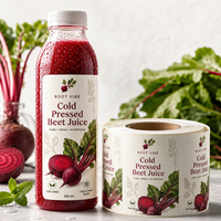 Autocollants personnalisés de haute qualité pour jus, étiquettes en vinyle imperméables avec logo sur mesure pour l'emballage de jus frais pressé à froid et de boissons