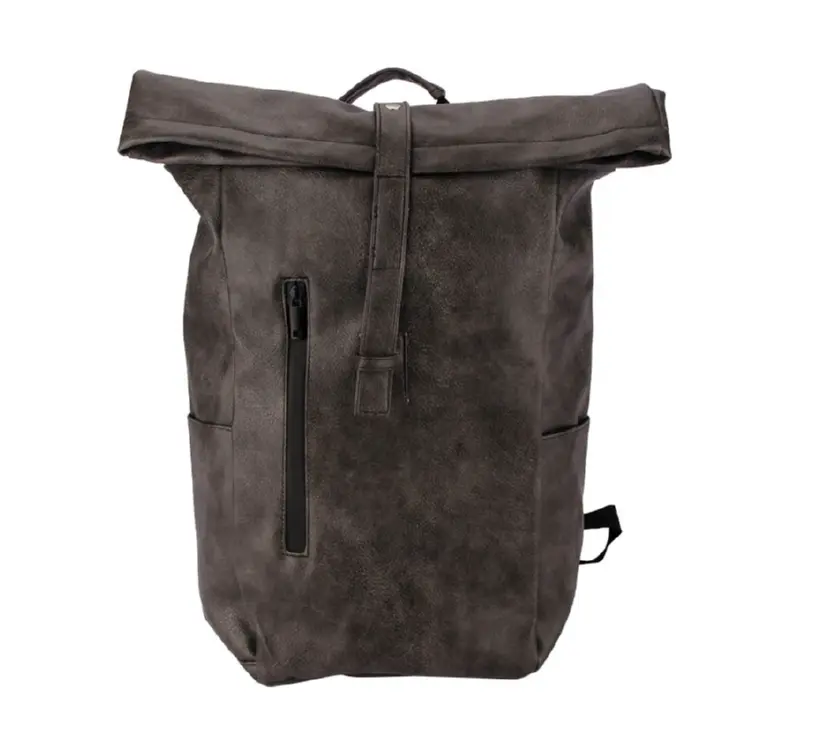 Erik PU Leather Roll-top Travel Bag Daypack Rucksack For Men Women