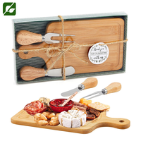 Ensemble de planches à découper en bambou multifonctionnelles pour la cuisine, mini planches à fromage et à pain festives avec boîte cadeau