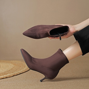 定制加大码踝靴女拉链高跟鞋女休闲女鞋女扣短靴 - Product Image 3