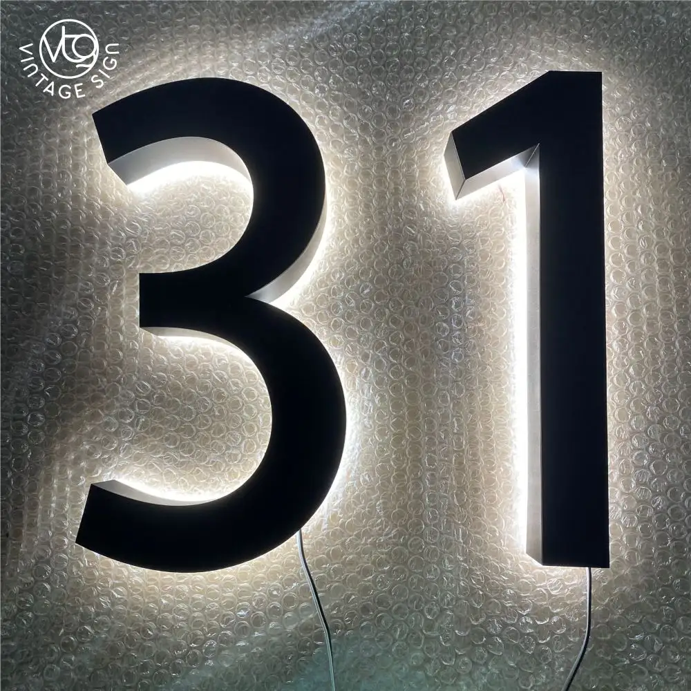 Auto Signs House Hotel Door Numbers Acrylic Led Edge Lit Sign Stainless Steel Channel Number Metal Alphabet Letters