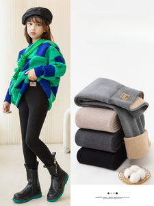 Pantaloni invernali da ragazza in cotone Extra spesso <span class=keywords><strong>Leggings</strong></span> foderati in pile stile Casual abbigliamento esterno caldo per bambini - Product Image 6