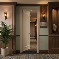 Armoire d'angle en bois massif chêne clair avec motifs floraux en relief pour chambre à coucher, chambre d'hôtes, ou chambre d'invités, avec porte intégrée