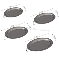 Assiette de service ovale vintage en acier inoxydable mat, plateau rétro en métal pour desserts, gâteaux, steaks, café, boulangerie, petit-déjeuner