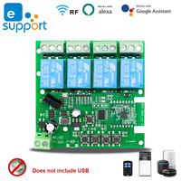 Interrupteur intelligent Wifi EWeLink 4 canaux avec module de fonction RF 7-32V 10A Relais 4 canaux Fonctionne avec Alexa Google Home