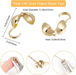 Puntas de cuentas de acero inoxidable extremo abierto plegable sobre calotte pequeñas cubiertas de <span class=keywords><strong>nudo</strong></span> para pulseras collares - Product Image 6