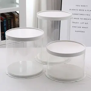 Boîte à gâteau ronde en plastique, plusieurs tailles disponibles, transparente, avec couvercle en papier, plateau matériel de qualité alimentaire, emballage